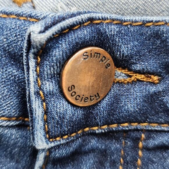 Simple Society Jeans Womens 5/27 Blue Distressed Ripped Mid Rise Skinny Stretch - Picture 2 of 15